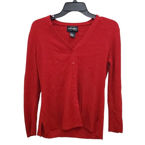 Requirements Petite Women's Red Ribbed Knit Shell‎ + LS Cardigan Set Size PS - Picture 3 of 9